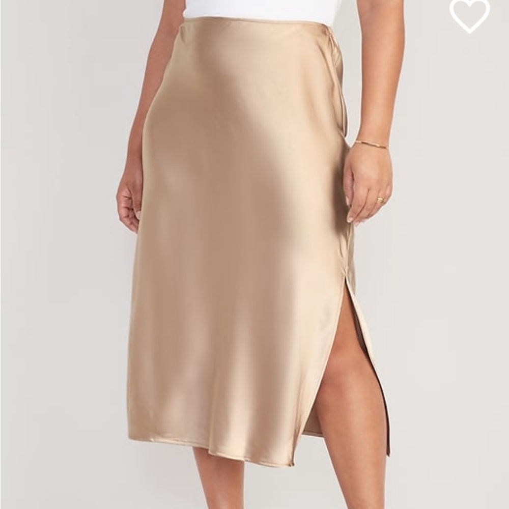 Elegant Satin Midi Skirt - Tan NWOT